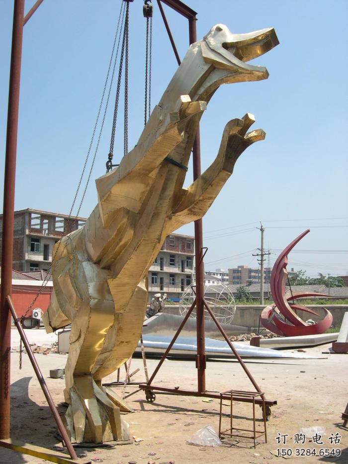 異形恐龍雕塑廠家 海洋異形擺件 酒店拉絲恐龍雕塑