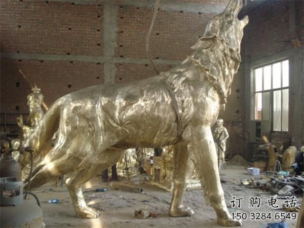 游樂場狼雕塑廠家 戶外賓館擺件 大型仿真狼雕塑