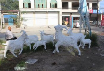商場(chǎng)山羊雕塑廠家 中式現(xiàn)代小品 戶外仿真山羊雕塑