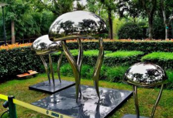 鍛造水母雕塑廠家 卡通噴漆擺件 廣場啞光水母雕塑