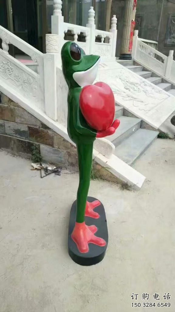 幼兒園青蛙雕塑廠家 卡通噴漆小品 戶外異形青蛙雕塑