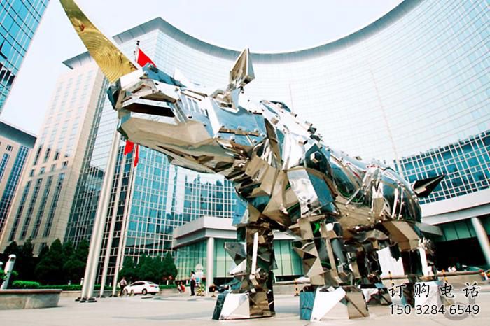 切面犀牛雕塑廠家 現(xiàn)代抽象擺件 商場切面犀牛雕塑