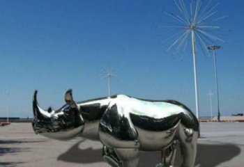 住宅小區(qū)犀牛雕塑廠家 現(xiàn)代創(chuàng)意小品 公園鏡面犀牛雕塑