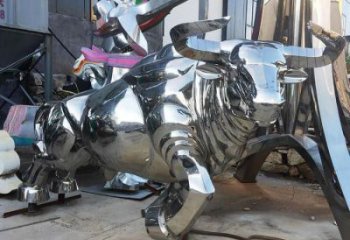 鑄造犀牛雕塑廠家 創(chuàng)意村口小品 街頭鏡面犀牛雕塑