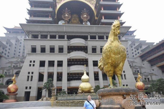 公園公雞雕塑廠家 中式電鍍小品 風(fēng)景區(qū)鍍金公雞雕塑