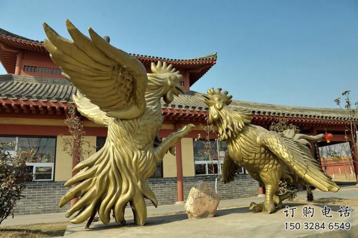 別墅區公雞雕塑廠家 卡通噴漆小品 農村仿真公雞雕塑