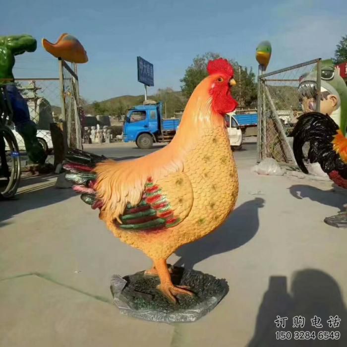 游樂場公雞雕塑廠家 公園廣場擺件 住宅小區彩繪公雞雕塑