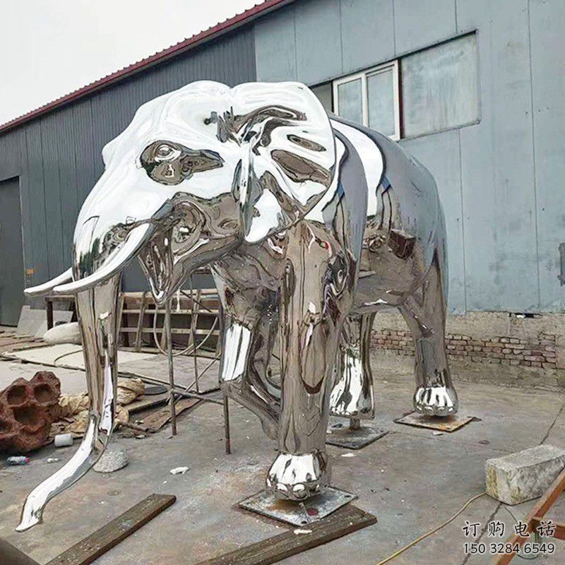 鏡面大象雕塑廠家 現(xiàn)代公園擺件 游樂場異形大象雕塑