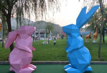 商場兔子雕塑廠家 中式室內小品 酒店拉絲兔子雕塑