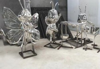 抽象蜜蜂雕塑廠家 創(chuàng)意村口擺件 戶外鏡面蜜蜂雕塑