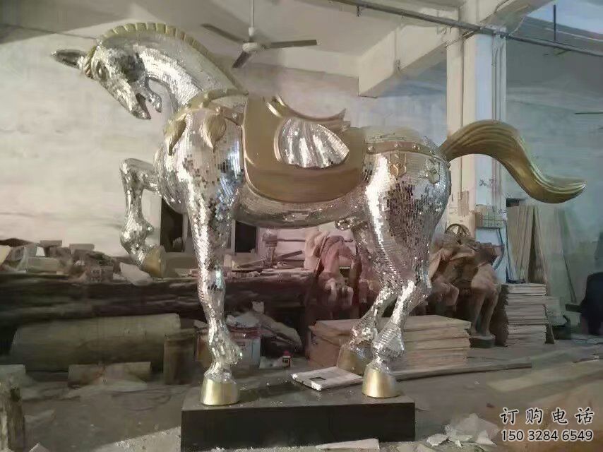 鏡面馬雕塑廠家 現(xiàn)代創(chuàng)意擺件 游樂(lè)場(chǎng)異形馬雕塑