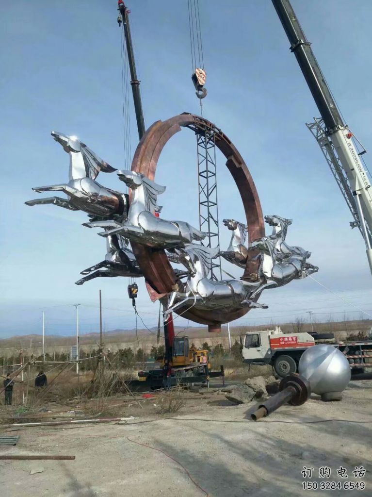 鏡面天馬雕塑廠家 現代廣場擺件 游樂場異形天馬雕塑