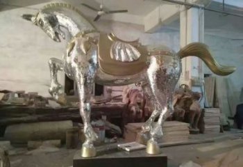 鏡面馬雕塑廠家 現代創意擺件 游樂場異形馬雕塑