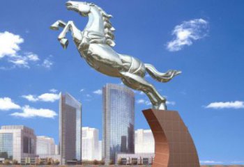 鏡面天馬雕塑廠家 現代抽象擺件 商場切面天馬雕塑