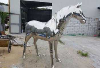抽象馬雕塑廠家 創意村口擺件 玄關鏡面馬雕塑