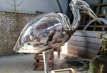 鑄造丹頂鶴雕塑廠家 創意村口小品 村口鏡面丹頂鶴雕塑