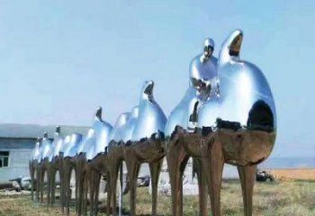 鏡面駱駝雕塑廠家 大型抽象擺件 風景區仿真駱駝雕塑