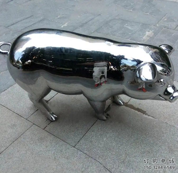 風(fēng)景區(qū)豬雕塑廠家 中式創(chuàng)意擺件 戶外鏡面豬雕塑