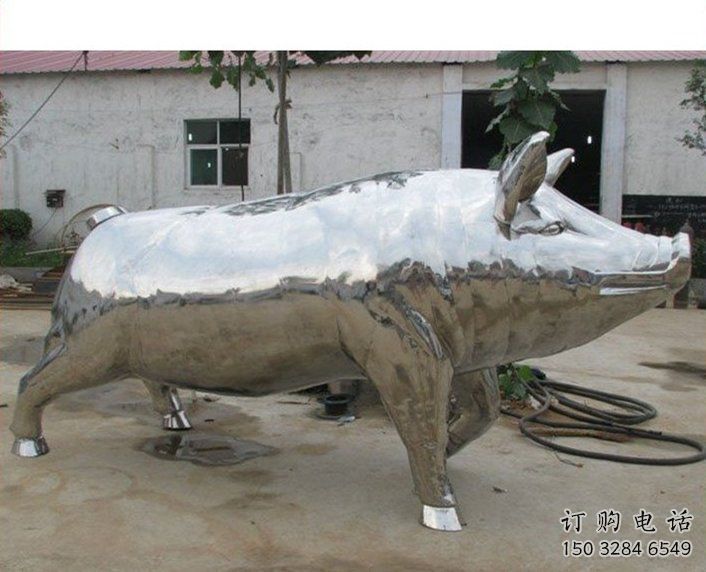 戶外豬雕塑廠家 房地產賓館小品 酒店鏡面豬雕塑
