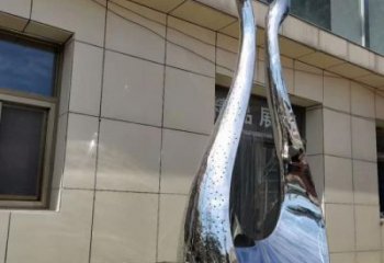 幾何鵝雕塑廠家 中式室內擺件 草地鏡面鵝雕塑