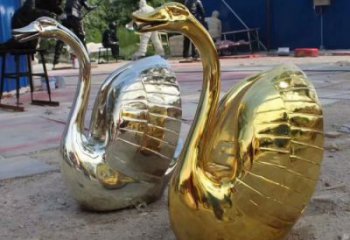 鍍金鵝雕塑廠家 創意村口小品 戶外大型鵝雕塑