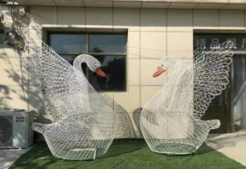 公園鵝雕塑廠家 中式抽象小品 風景區鏤空鵝雕塑