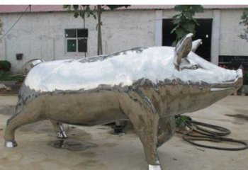 戶外豬雕塑廠家 房地產(chǎn)賓館小品 酒店鏡面豬雕塑