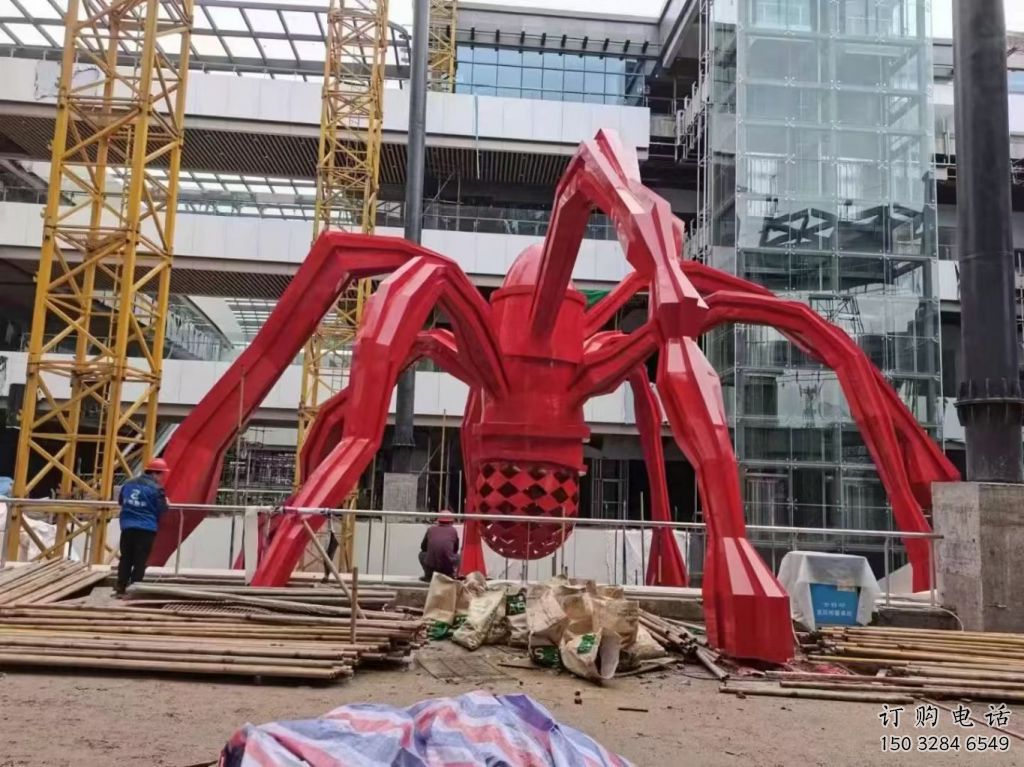 抽象蜘蛛雕塑廠家 創(chuàng)意村口擺件 大型彩繪蜘蛛雕塑