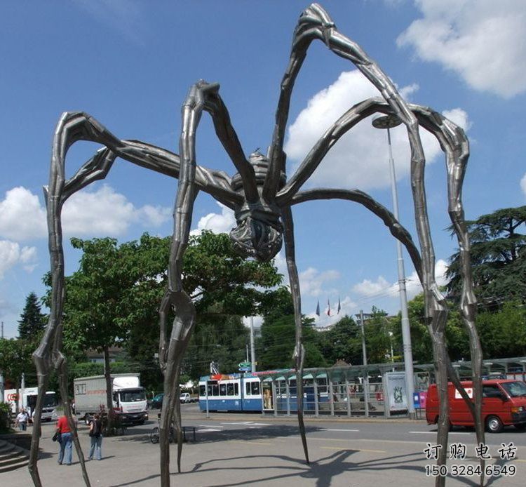 拉絲蜘蛛雕塑廠家 大型抽象擺件 游樂場異形蜘蛛雕塑