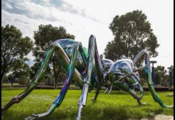 住宅小區(qū)蜘蛛雕塑廠家 現(xiàn)代公園小品 戶外電鍍蜘蛛雕塑