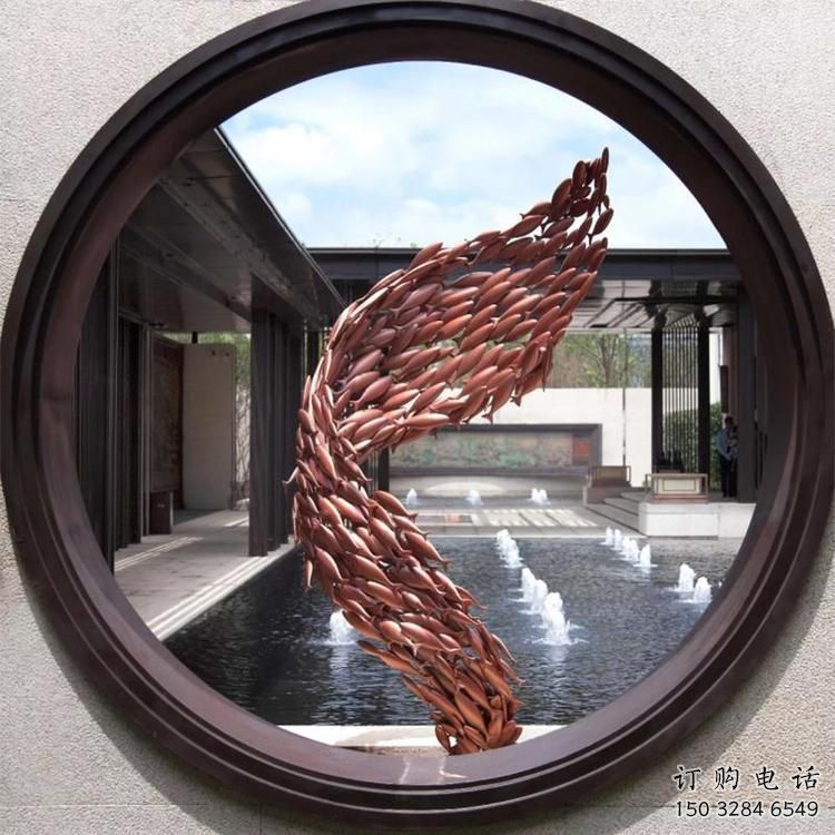 大型麥穗魚雕塑廠家 中式啞光擺件 餐飲店戶外麥穗魚雕塑