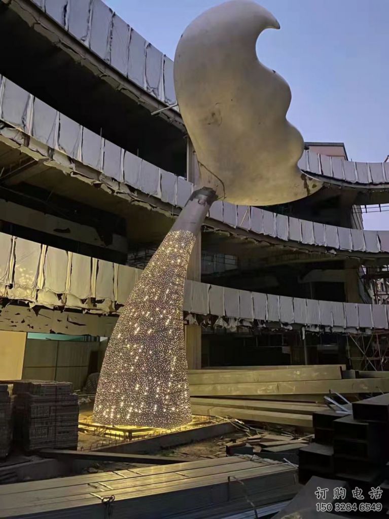 鏤空魚尾雕塑廠家 現代抽象擺件 公園切面魚尾雕塑