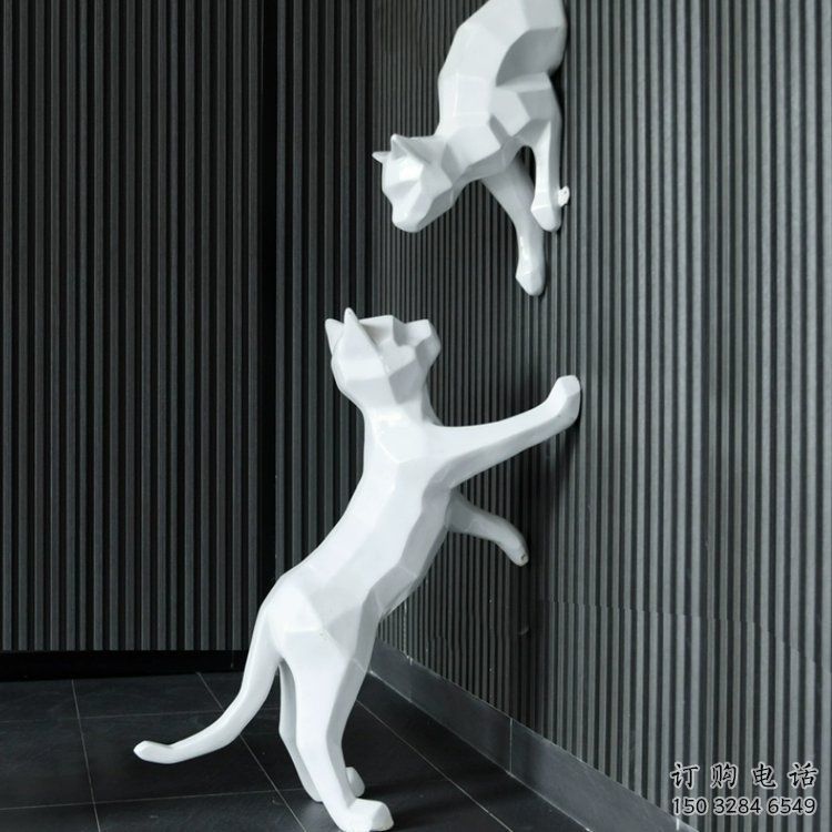 幾何貓雕塑廠家 中式抽象擺件 戶外切面貓雕塑