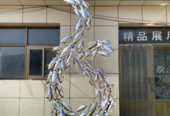 別墅區麥穗魚雕塑廠家 創意抽象小品 室內異形麥穗魚雕塑