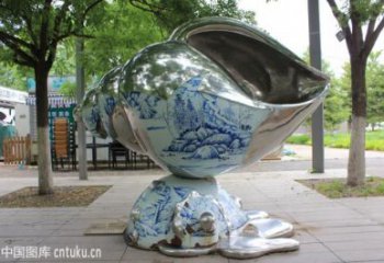 幼兒園海螺雕塑廠家 卡通噴漆小品 戶外異形海螺雕塑