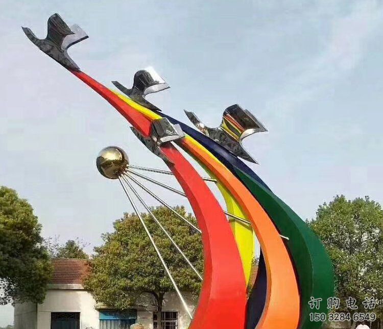 企業飛鴿雕塑廠家 創意現代小品 戶外異形飛鴿雕塑