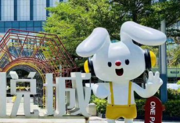 抽象玉兔雕塑廠家 創意村口擺件 廣場彩繪玉兔雕塑