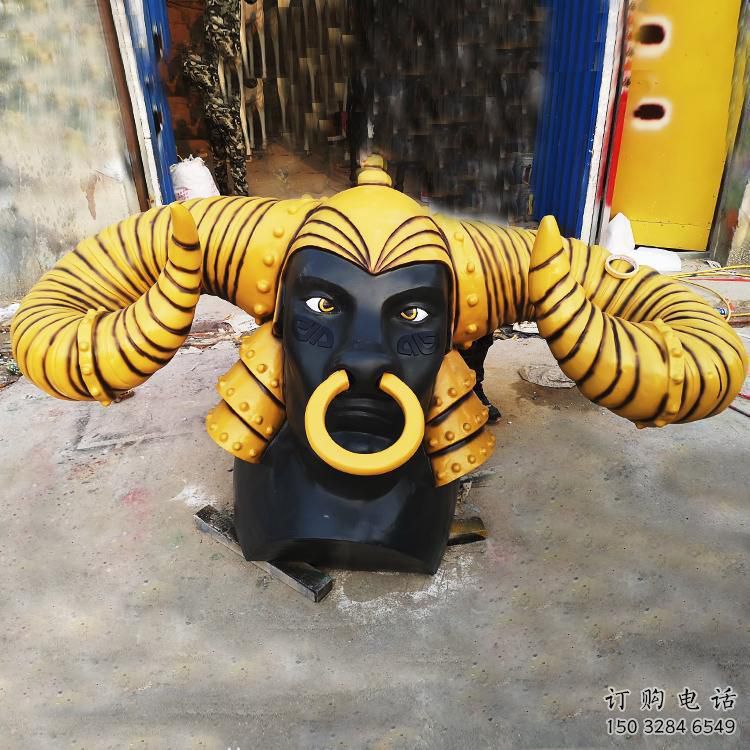 玄關牛角雕塑廠家 創意現代擺件 房地產仿古牛角雕塑