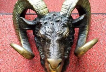仿古羊頭雕塑廠家 戶外賓館小品 玄關(guān)彩繪羊頭雕塑