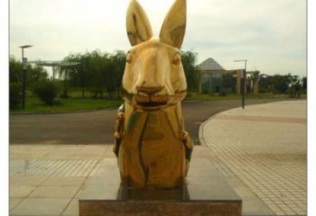 公園羊頭雕塑廠家 中式鍍金小品 風景區仿古羊頭雕塑