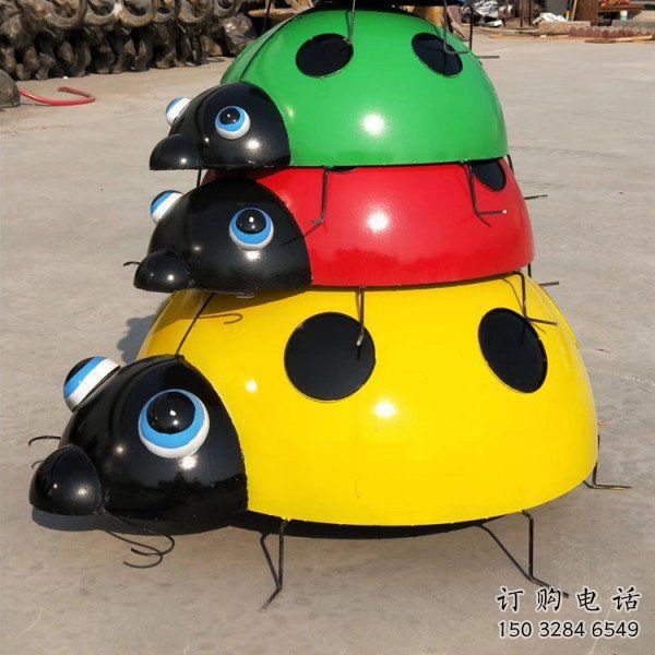 街道瓢蟲雕塑廠家 創(chuàng)意村口小品 酒店拉絲瓢蟲雕塑