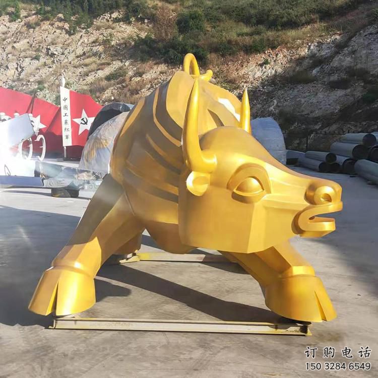 戶外牛雕塑廠家 現代創意小品 酒店烤漆牛雕塑