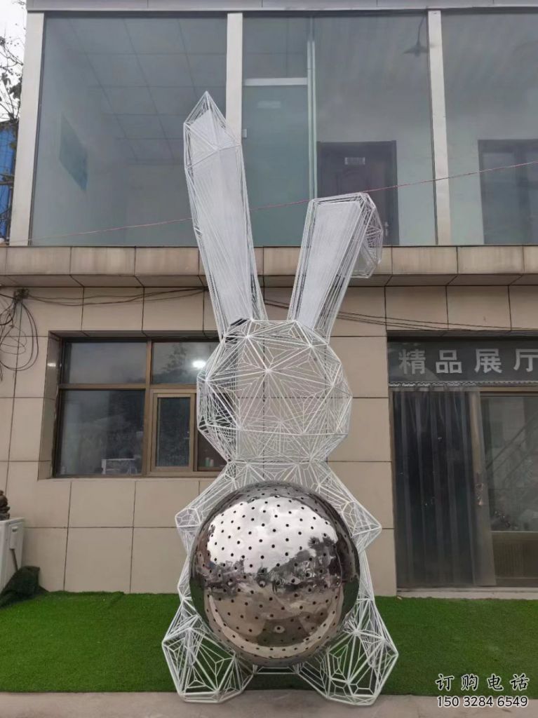 鏤空兔子雕塑廠家 大型鏤空擺件 風景區大型兔子雕塑
