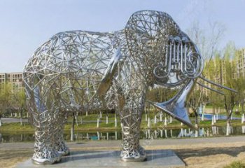 鏤空牛雕塑廠家 現代抽象擺件 草地切面牛雕塑