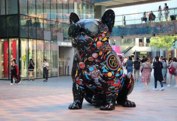 抽象小狗雕塑廠家 創意廣場擺件 戶外彩繪小狗雕塑