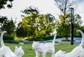 幾何貓咪雕塑廠家 大型戶外擺件 步行街異形貓咪雕塑