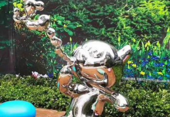 游樂場貓咪雕塑廠家 抽象創意擺件 住宅小區鏡面貓咪雕塑