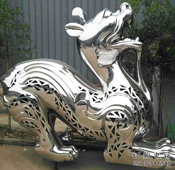 鏡面貔貅雕塑廠家 現代公園擺件 游樂場鏤空貔貅雕塑