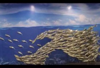 切面麥穗魚雕塑廠家 現代抽象擺件 商場幾何麥穗魚雕塑