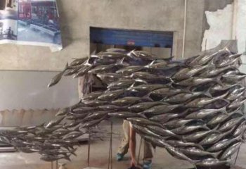 現代麥穗魚雕塑廠家 大型創意擺件 步行街異形麥穗魚雕塑